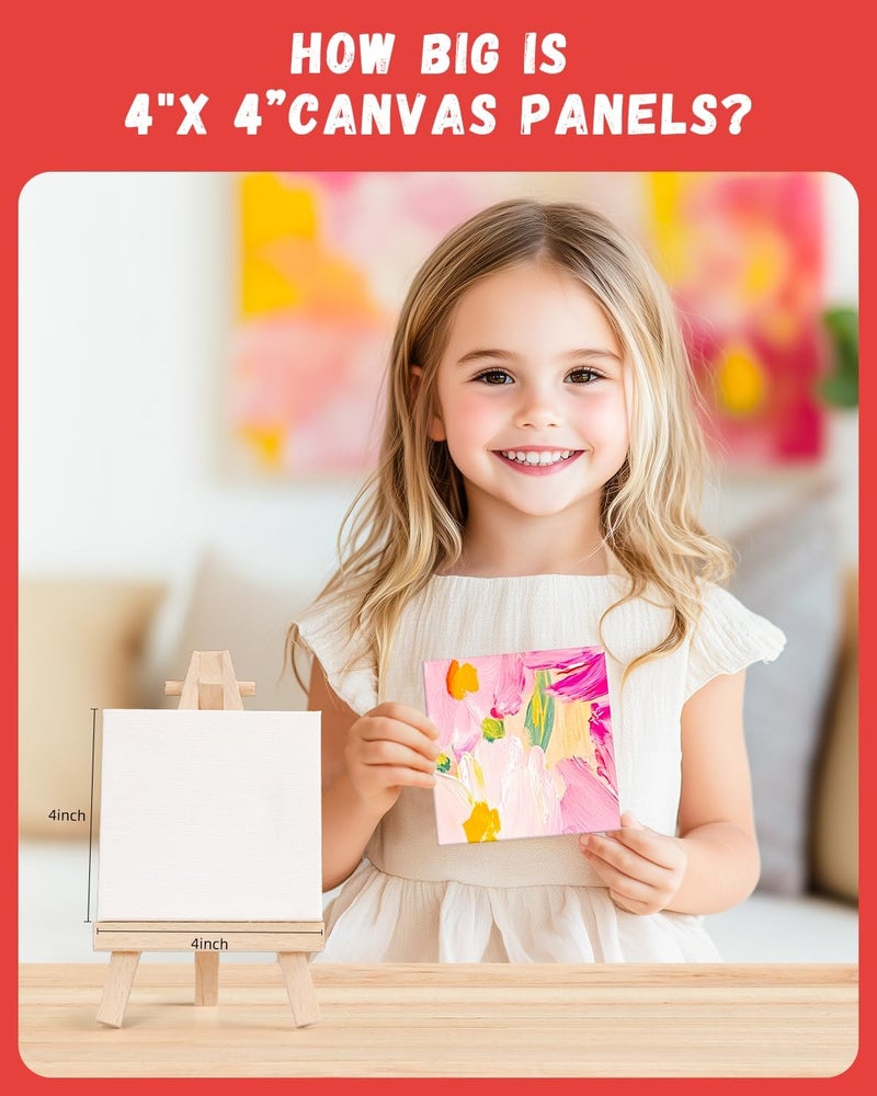 Simetufy 72 Pack 4x4inch Mini Canvas Boards Small Painting Canvas 100% Cotton Primed Acid Free Blank for Oil Paint,Watercolor,Acrylic Paint, Art Projects, Collage Art - Image 3