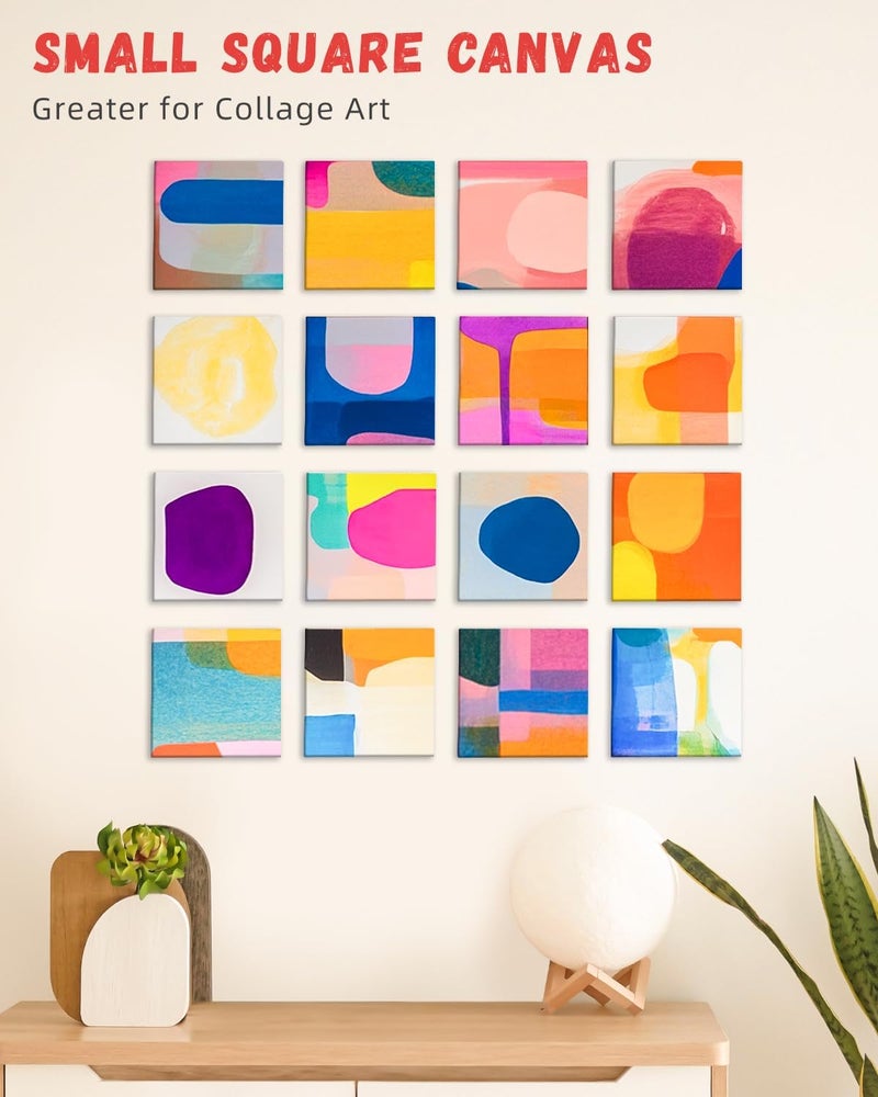 Simetufy 72 Pack 4x4inch Mini Canvas Boards Small Painting Canvas 100% Cotton Primed Acid Free Blank for Oil Paint,Watercolor,Acrylic Paint, Art Projects, Collage Art - Image 2