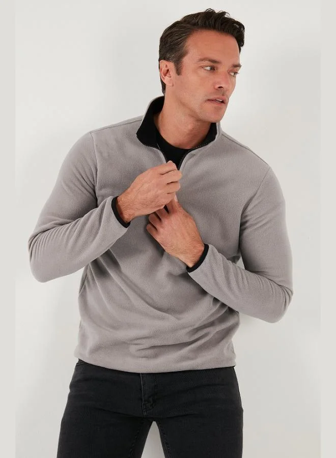 Buratti  Buratti Slim Fit Half Zipper Stand Collar Polar Fleece Men's POLAR 5906003 for Men | Best Price UAE