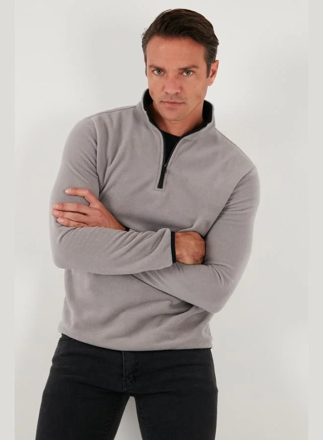 Buratti Slim Fit Half Zipper Stand Collar Polar Fleece Men's POLAR 5906003