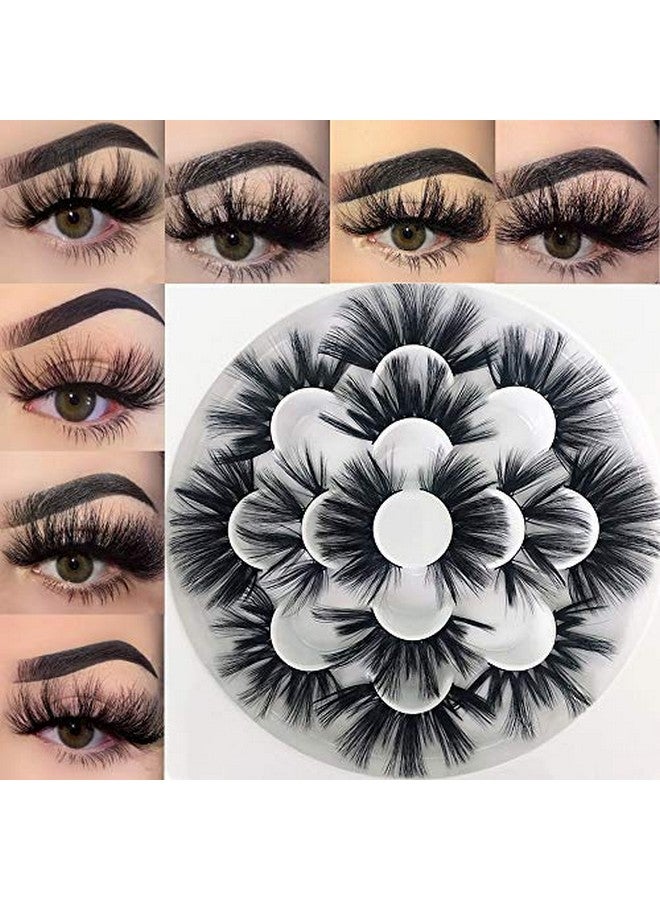 mikiwi 25Mm Faux Mink Lashes 6D Lashes Faux Mink Eyelashes Dramatic Lashes 7 Pairs Fluffy Mink Lashes 25 Mm Lashes For Halloween Party - Image 1