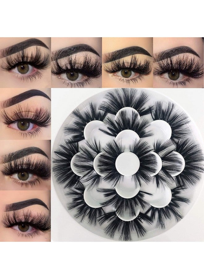 mikiwi 25Mm Faux Mink Lashes 6D Lashes Faux Mink Eyelashes Dramatic Lashes 7 Pairs Fluffy Mink Lashes 25 Mm Lashes For Halloween Party - Image 2