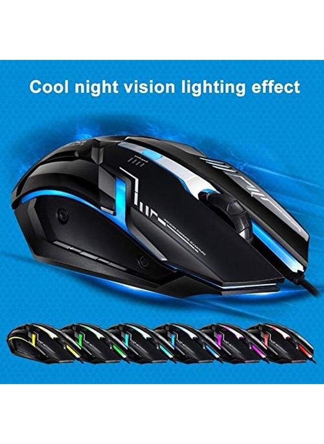 Mouse Jrc V17 Usb 2400Dpi Four Speed Adjustable Line Pattern Wired Optical Gaming Mouse With Led Breathing Light Length 1.45M Black Computer Accessories Color Jet Black