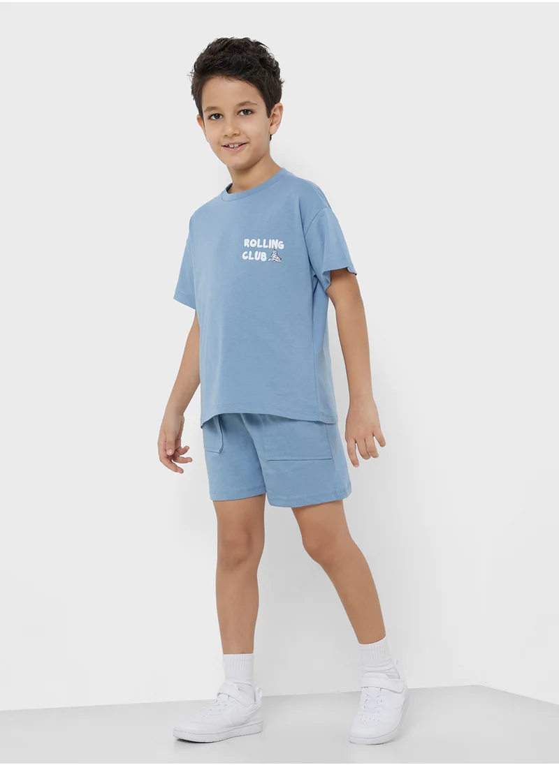 JUNE Kids Slogan Crew Neck T-Shirt