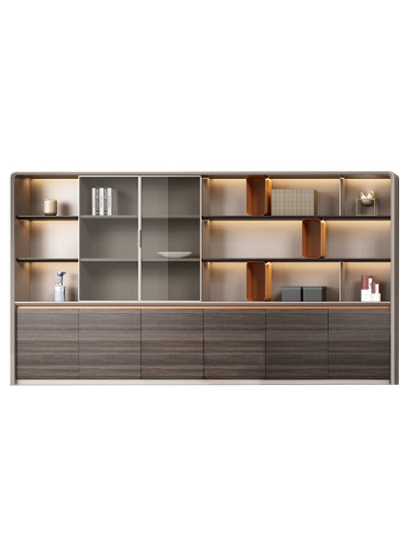 HUIMEI Huimei LX-360 Office Cabinet With LED Back Lighting Brown Color 