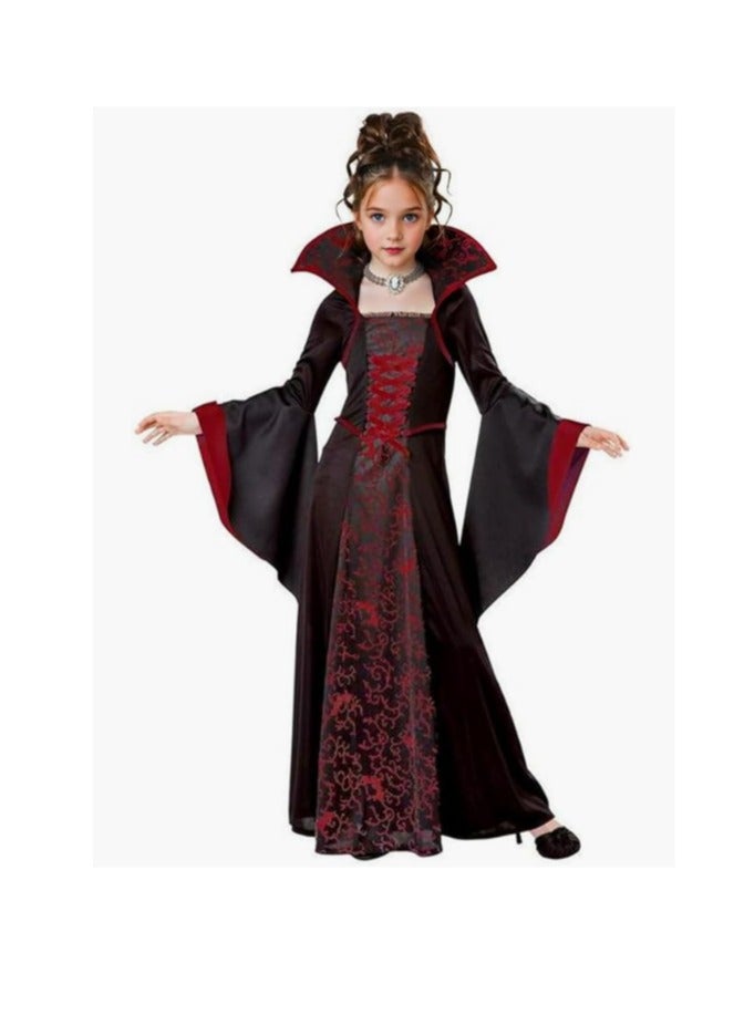 هالوين الملكي مصاصي الدماء زي مجموعة للبنات هالوين اللباس حتى الحفلة، كوسبلاي، مصاصي الدماء موضوع الحفلة (120 سم) - Image 1