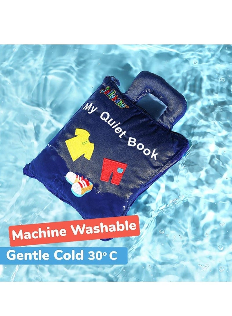 MIXDE كتاب الأنشطة الهادئ - لعبة سفر كتاب قماش للأطفال الصغار - 10 مواضيع، أنشطة للتعلم المبكر حول المهارات الأساسية للحياة للأطفال الصغار، كتاب تفاعلي للأولاد والبنات المشغولين (أزرق) - Image 5