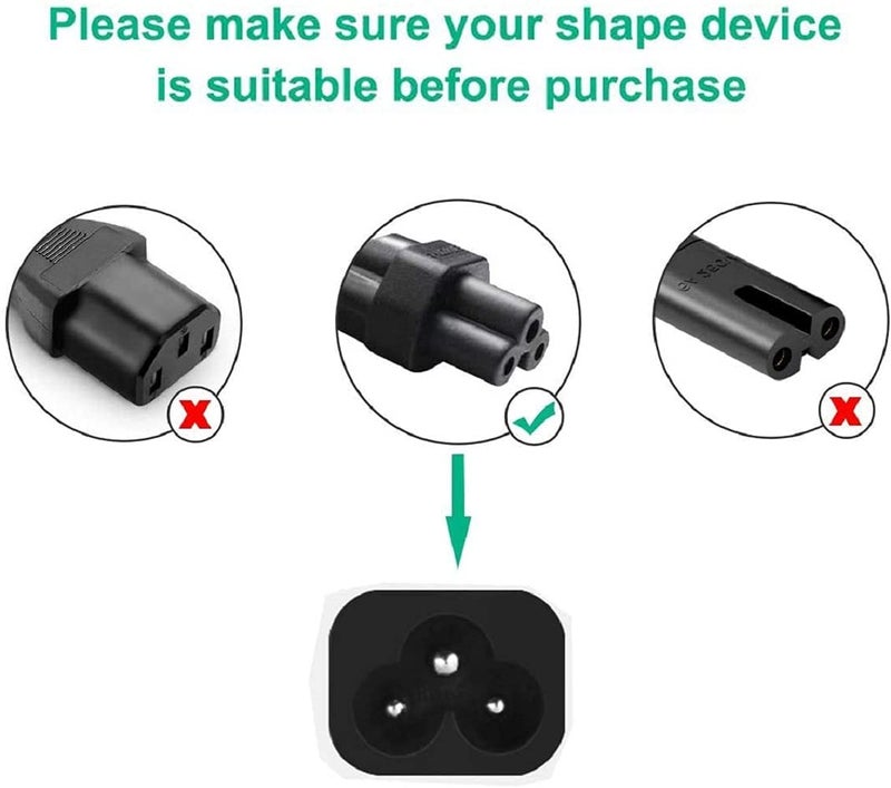 FEDUS 3 Pin AC Laptop Power Cord Cable Notebook Computer Replacement Charger Wire 18AWG Laptop Adapter Charger Power Cord Universal Mickey Mouse Connector 1 Meter - Image 2