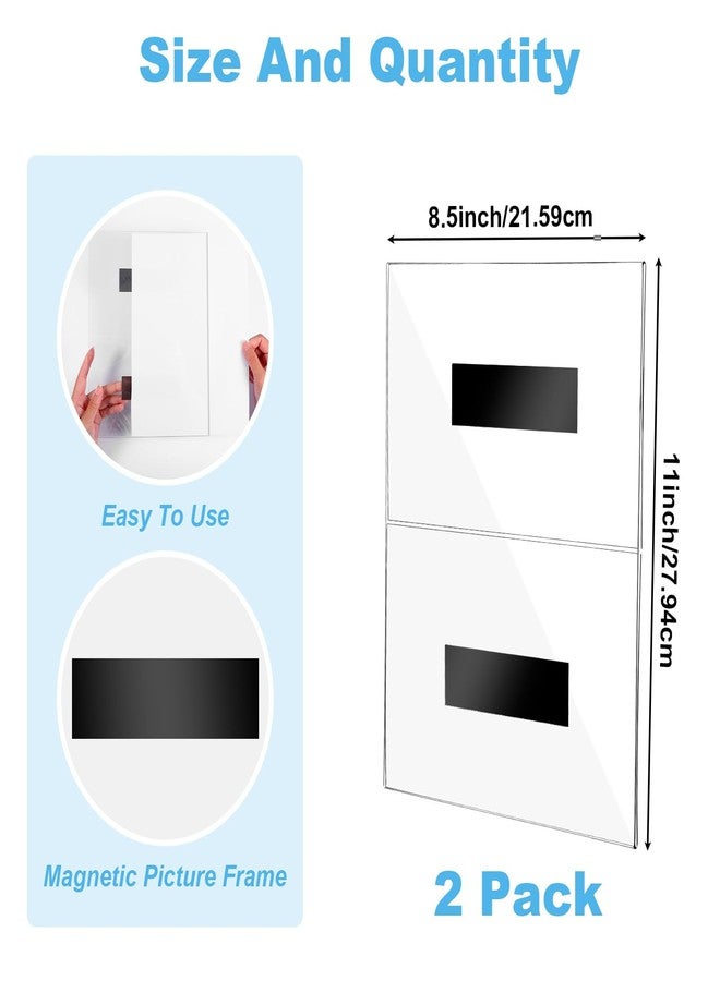 Tobeelec 2 Pcs Acrylic Magnetic Photo Frame for Fridge Large Magnetic Picture Frames Clear Magnetic Acrylic Frame for Locker Cubicle Display Children Artworks and Schedules (8.5 x 11 Inch) - Image 2