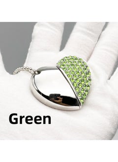 Generic Crystal USB Flash Disk Brick-inlaid Heart-shaped USB Flash Disk 32G Creative Jewelry 64G Brick Gift USB Flash Disk High Speed 3.0logo-Color:Green-Capacity:USB3.0/64GB  - Image 1