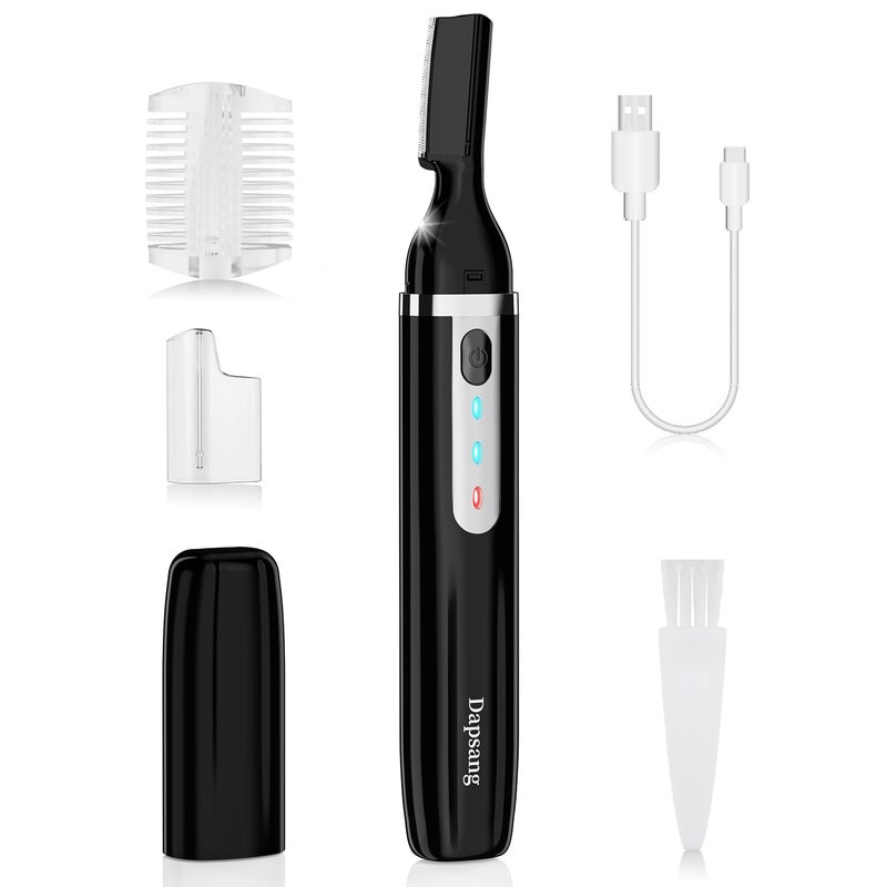 Dapsang Eyebrow Trimmer, Electric Eyebrow Razor for Women Men, Rechargeable Painless LED Light Facial Hair Shaver Remover with Rinseable Blade for Face Lips Neck Leg - Image 1