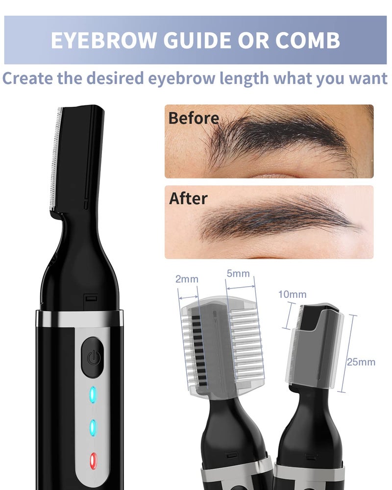 Dapsang Eyebrow Trimmer, Electric Eyebrow Razor for Women Men, Rechargeable Painless LED Light Facial Hair Shaver Remover with Rinseable Blade for Face Lips Neck Leg - Image 4