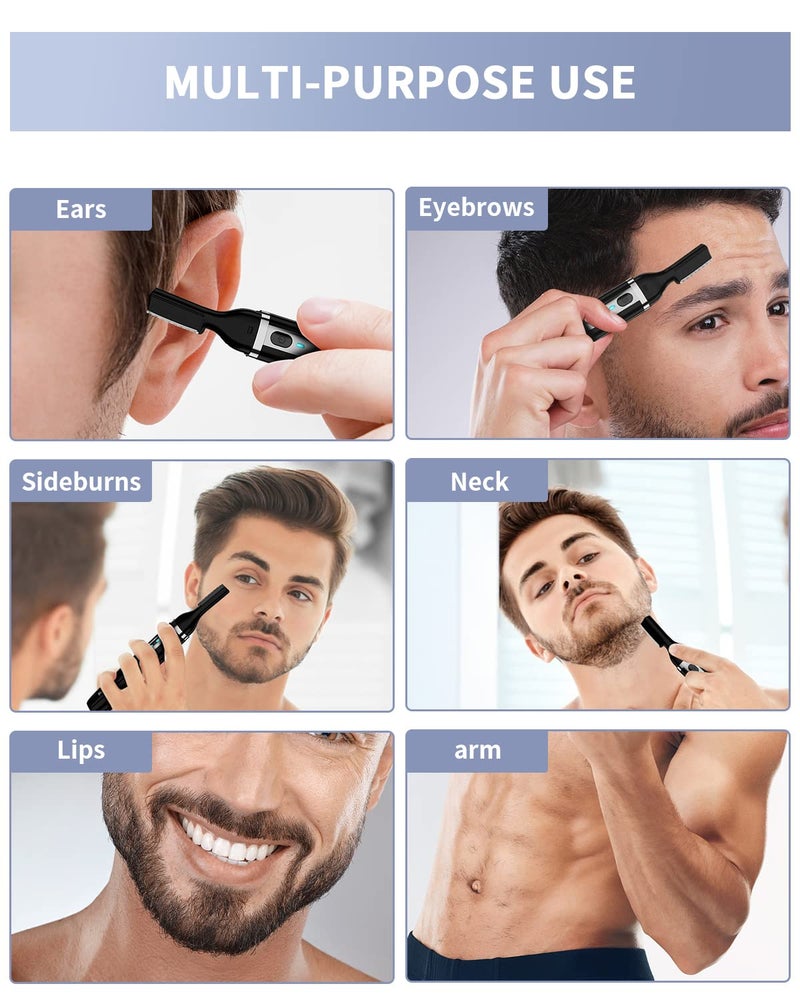 Dapsang Eyebrow Trimmer, Electric Eyebrow Razor for Women Men, Rechargeable Painless LED Light Facial Hair Shaver Remover with Rinseable Blade for Face Lips Neck Leg - Image 3