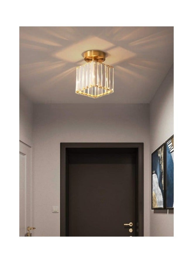 MIXDE Modern Gold Crystal Ceiling Light, Flush Mount Ceiling Light Fixture, Crystal Ceiling Lamp Chandelier Lighting for Hallway, Bedroom, Living Room, Kitchen, Square (Bulb not Included) - Image 2