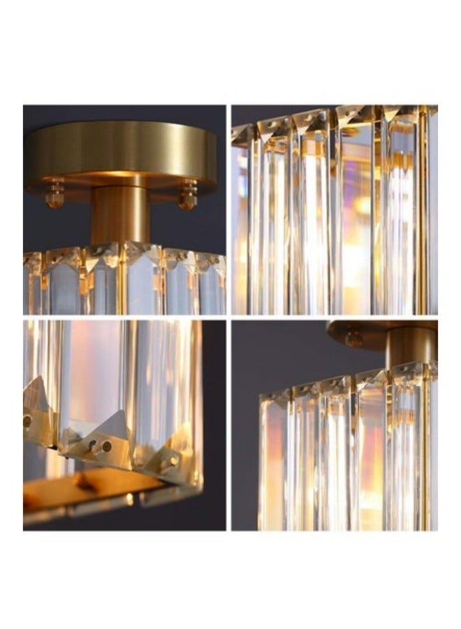 MIXDE Modern Gold Crystal Ceiling Light, Flush Mount Ceiling Light Fixture, Crystal Ceiling Lamp Chandelier Lighting for Hallway, Bedroom, Living Room, Kitchen, Square (Bulb not Included) - Image 3