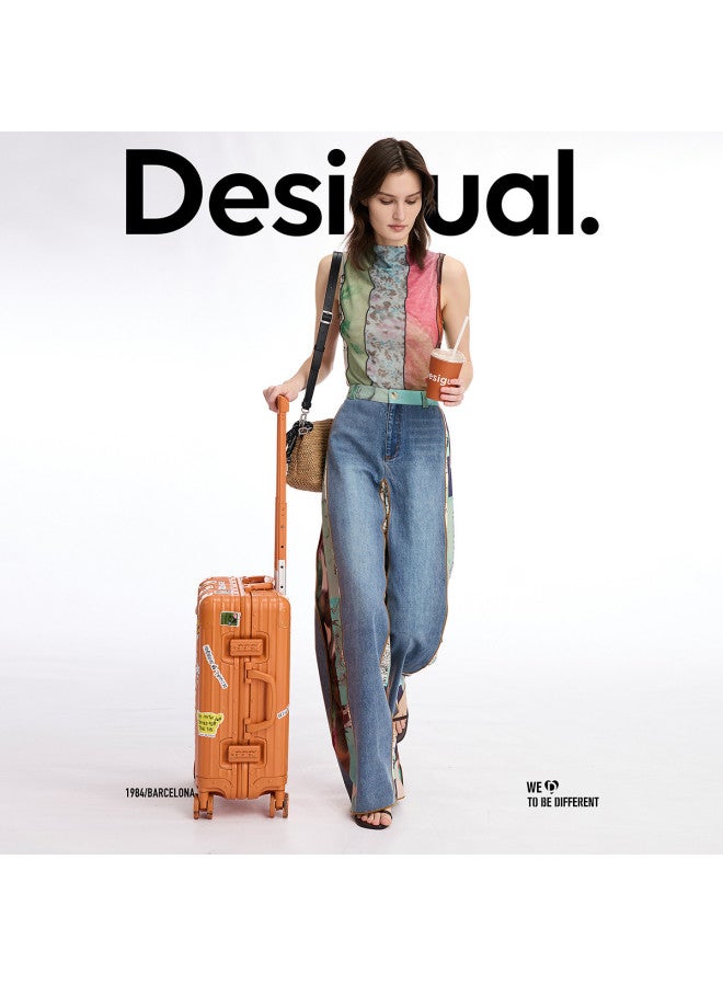 DESIGUAL ss25 New Abstract Print Patchwork Design Straight Leg Women's Jeans - Image 3