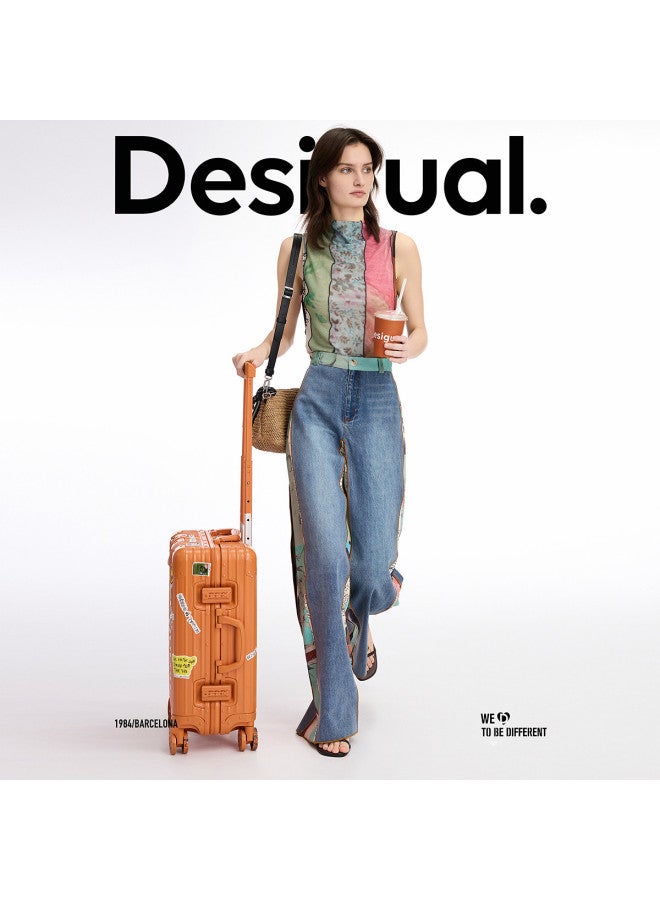 DESIGUAL ss25 New Abstract Print Patchwork Design Straight Leg Women's Jeans - Image 4
