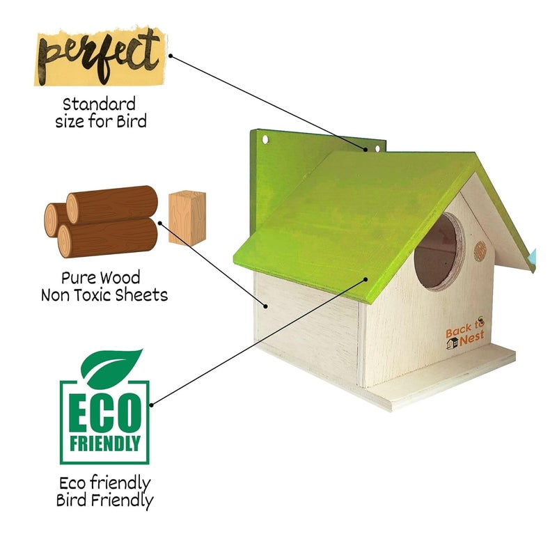 BackToNest Bird House for Balcony and Garden Hanging for Sparrow and All Small Birds Birds Nest Made with Russian ply Wooden -BVN5 (1 Nos) - Image 3