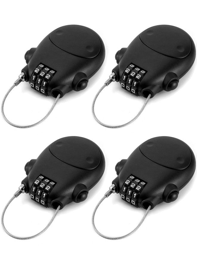 QWORK Retractable Cable Lock, 4 Pack Security Password Lock Steel Cable Luggage Locks - Image 1