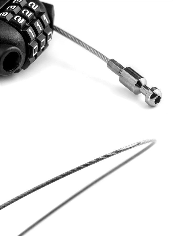 QWORK Retractable Cable Lock, 4 Pack Security Password Lock Steel Cable Luggage Locks - Image 5