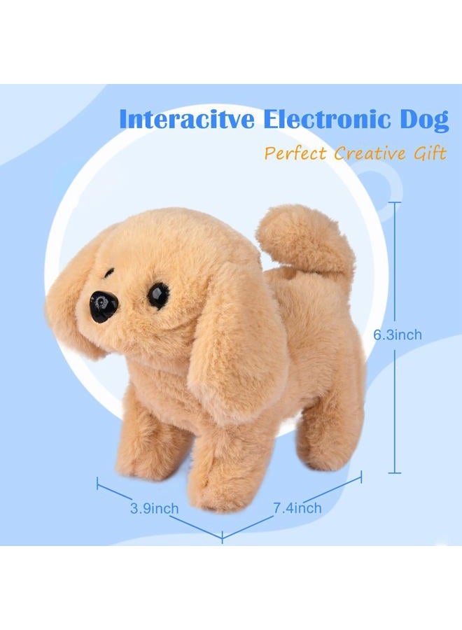 WorWoder Plush Golden Retriever Toy Puppy Electronic Interactive Pet Dog - Walking, Barking, Tail Wagging, Stretching Companion Animal for Kids (Golden Dog) - Image 2