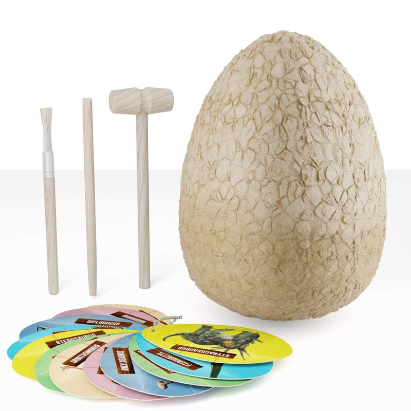 Dan&Darci Jumbo Dino Easter Egg - Unearth 12 Unique Large Surprise Dinosaurs in One Giant Filled Egg -Easter Gifts for Kids - Discover Dinosaur Archaeology Science STEM Crafts Gifts for Boys & Girls - Image 3