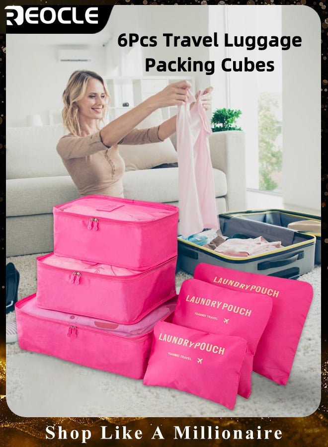 REOCLE 6pcs Clothes Storage Bags Packing Cube Travel Luggage Organizer Pouch Set Travel Multi-functional Clothing Sorting Packages  - Image 1