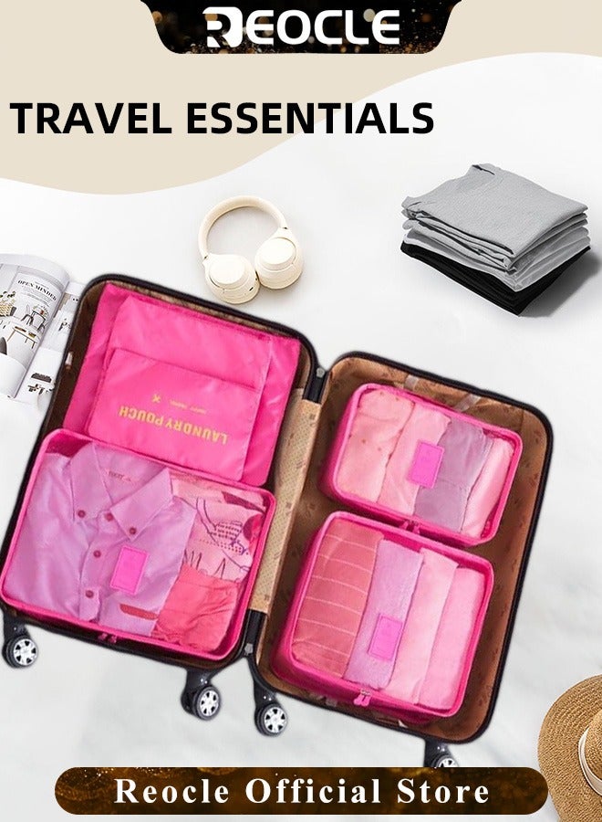 REOCLE 6pcs Clothes Storage Bags Packing Cube Travel Luggage Organizer Pouch Set Travel Multi-functional Clothing Sorting Packages  - Image 2