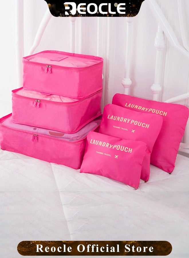 REOCLE 6pcs Clothes Storage Bags Packing Cube Travel Luggage Organizer Pouch Set Travel Multi-functional Clothing Sorting Packages  - Image 5