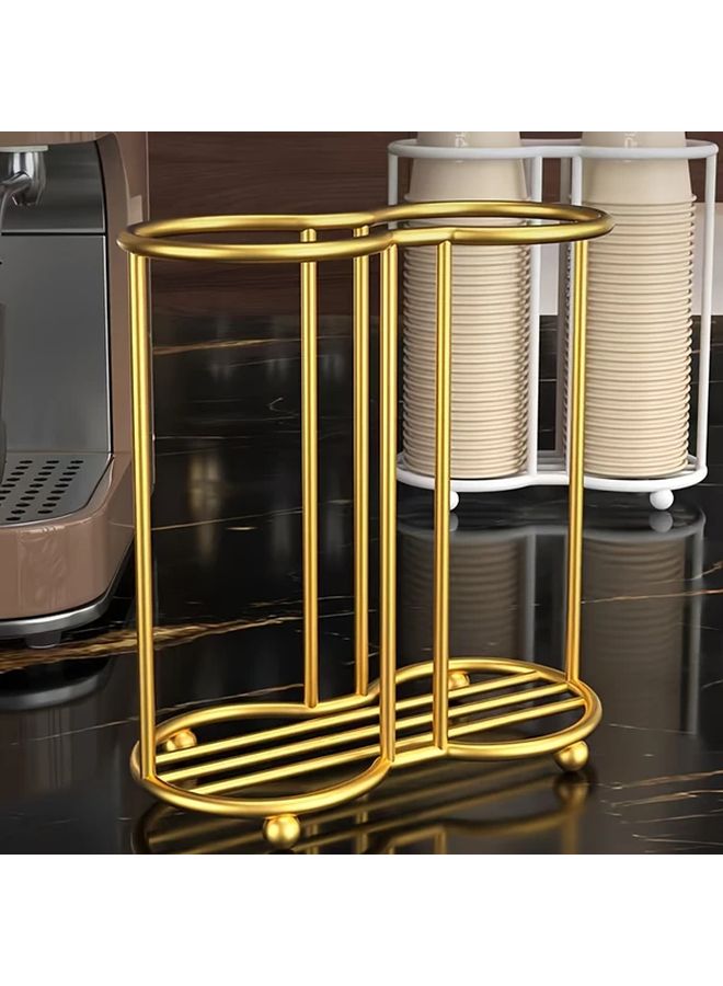 Dual Golden Acrylic Cup Holder And Rack Vertical Coffee Pod Storage - Image 3