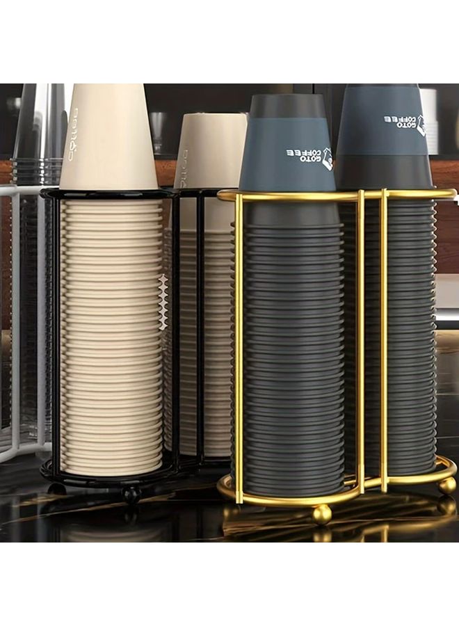 Dual Golden Acrylic Cup Holder And Rack Vertical Coffee Pod Storage - Image 1