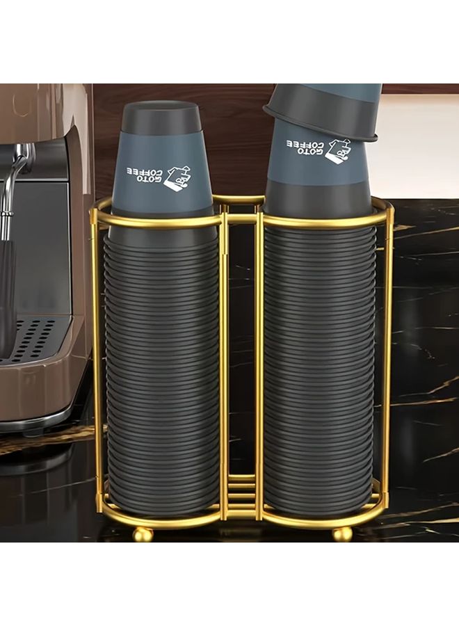 Dual Golden Acrylic Cup Holder And Rack Vertical Coffee Pod Storage - Image 5
