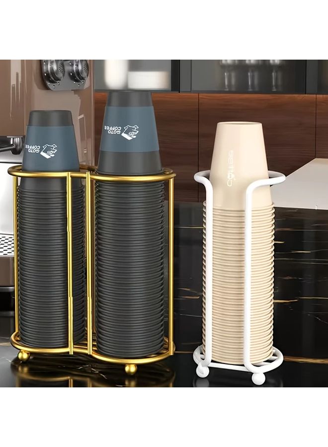 Dual Golden Acrylic Cup Holder And Rack Vertical Coffee Pod Storage - Image 2
