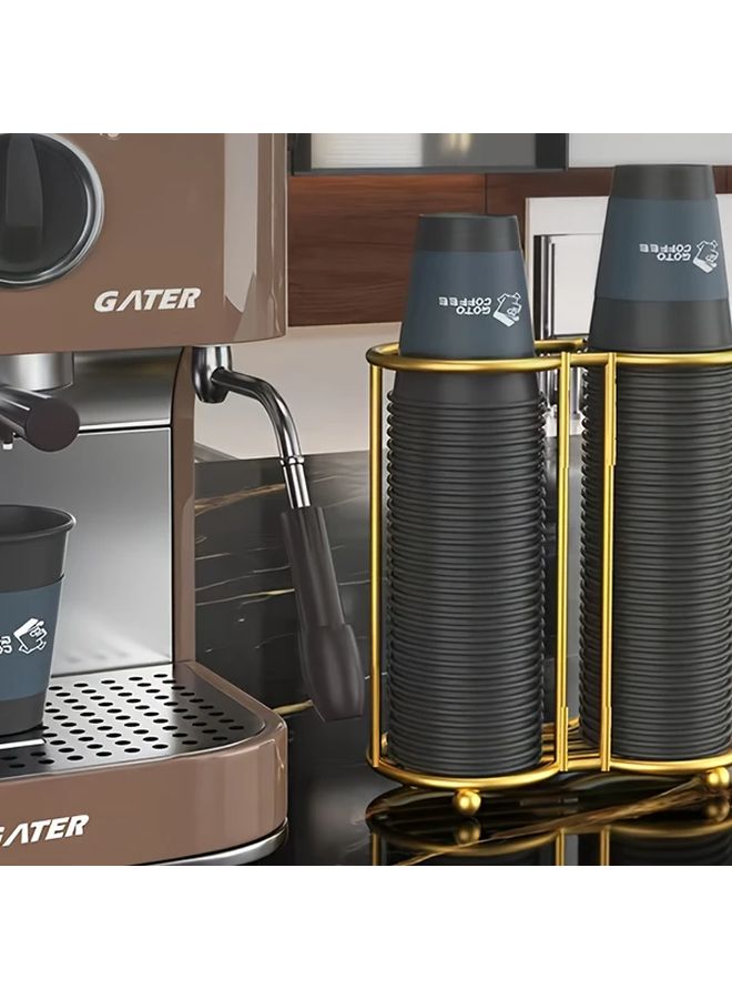 Dual Golden Acrylic Cup Holder And Rack Vertical Coffee Pod Storage - Image 4