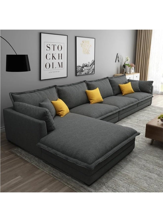 Zayn comforts Modern L-Shaped Sectional Sofa Set with Innovative Technology Cloth for Lounge Living Room Furniture (Dark Grey, Right) - Image 1