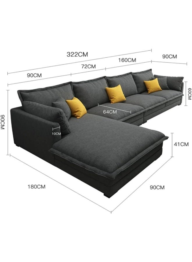 Zayn comforts Modern L-Shaped Sectional Sofa Set with Innovative Technology Cloth for Lounge Living Room Furniture (Dark Grey, Right) - Image 2