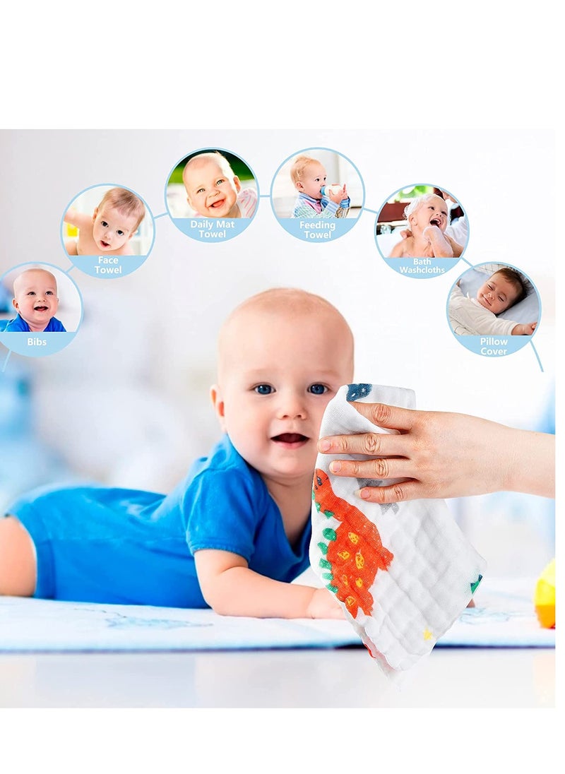 SYOSI - Muslin Washcloths Baby Small 6 Layer Newborn Face Towel  Soft Cotton Burp Cloth Natural for Girls Boys Wipes for Sensitive Skin Baby Registry as Shower Gift Random Pattern 10 Pack - Image 1