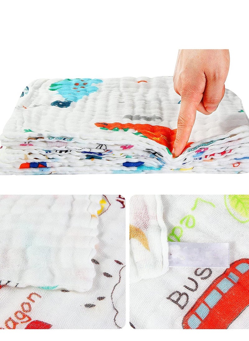 SYOSI - Muslin Washcloths Baby Small 6 Layer Newborn Face Towel  Soft Cotton Burp Cloth Natural for Girls Boys Wipes for Sensitive Skin Baby Registry as Shower Gift Random Pattern 10 Pack - Image 1
