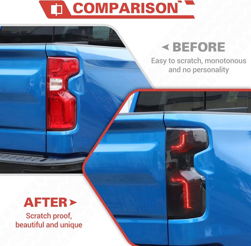 amayum Smoked Black Tail Light Lamp Cover Rear Light Trim for Chevrolet Silverado 2022-2025 - Image 2