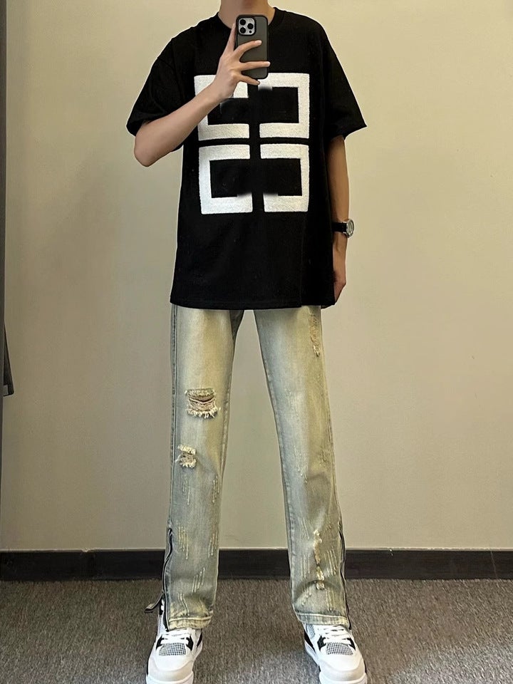 Unisex Classic Denim Jeans Loose Fit Daily Outdoor Wear - Image 1