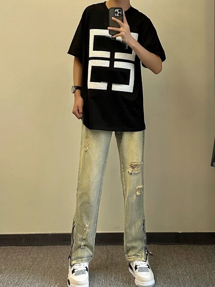 Unisex Classic Denim Jeans Loose Fit Daily Outdoor Wear - Image 4