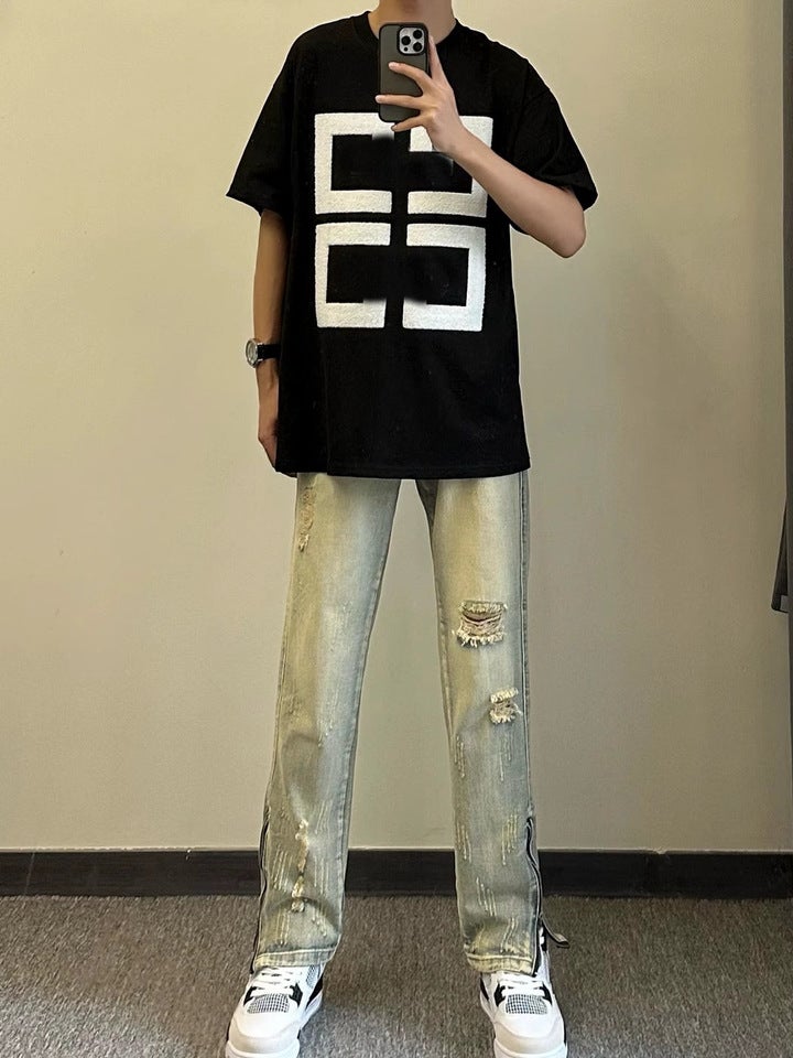 Unisex Classic Denim Jeans Loose Fit Daily Outdoor Wear - Image 2