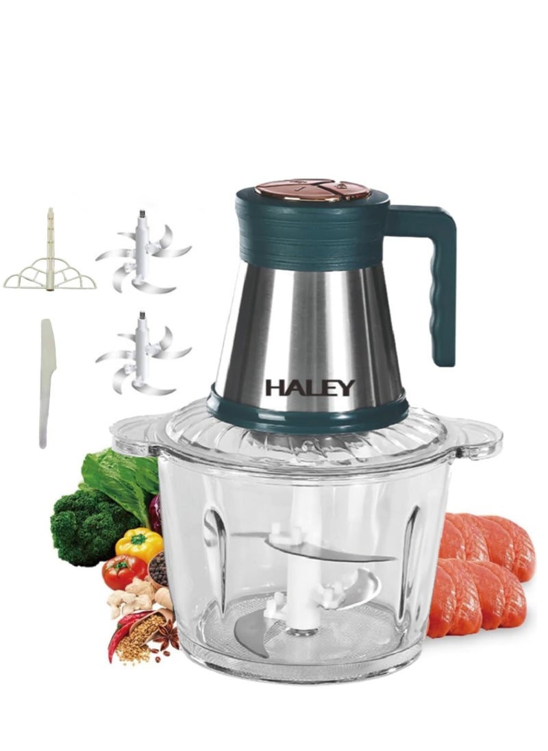 Haley Wtrtr HALEY 3L Electric Food Chopper,800W Glass Chopper and Mincer,Garlic Skin Peeler, or Chopping, Ice Crushing, Mincing, Grinding, Pureeing.2 Years Warranty,HY-1214 (3L-800W)  - Image 1
