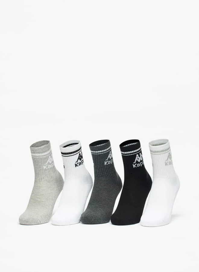 Kappa Boys Logo Print Crew Length Sports Socks - Set of 5