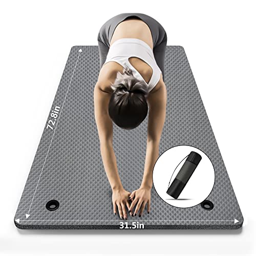 LFS Yoga Mat 72.8" x 31.5" x 2/5 inch Thick With Strap and Bag, Extra Wide Workout Mat for Women and Men, Non Slip Exercise Mat for Home Outdoor Yoga, Pilates, Stretching, Floor & Fitness Workouts - Image 1