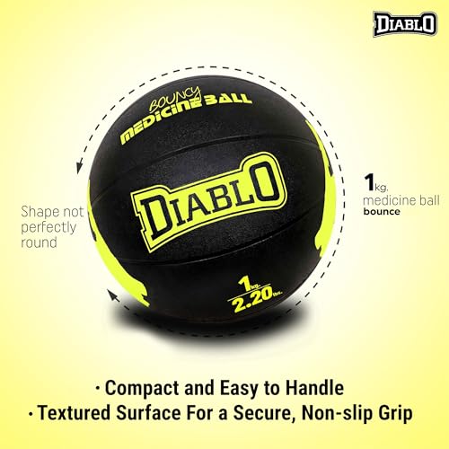 DIABLO 1KG Rubber Medicine Ball with Bounce Effect (1KG, Light Yellow) - Image 2