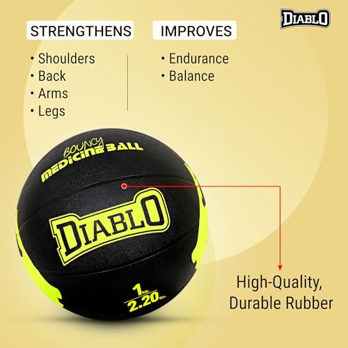 DIABLO 1KG Rubber Medicine Ball with Bounce Effect (1KG, Light Yellow) - Image 4