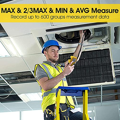 Kethvoz 846A HVAC Anemometer CFM Wind Speed Meter, Digital Airflow Tester Measure Air Velocity Volume Temperature for AC System, Industrial Anemometro with Backlight MAX MIN AVG Data Storage - Image 4