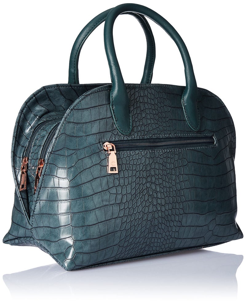 Caprese Zoia Satchel Bag, Medium | Stylish Croco Finish Handbag for Women with Chic Grab Handle, Adjustable & Detachable Sling Strap | Secure Zip Closure | Perfect for Casual & Daily Use (Teal) - Image 2