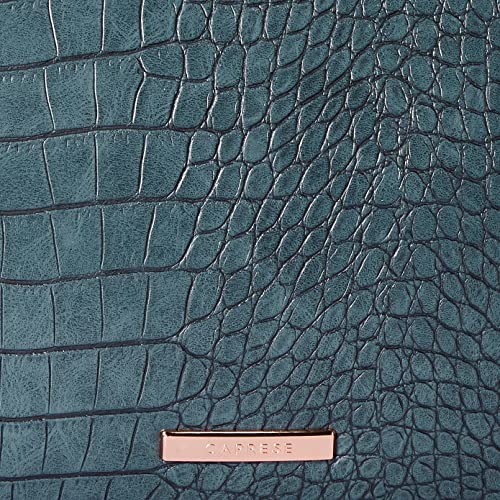 Caprese Zoia Satchel Bag, Medium | Stylish Croco Finish Handbag for Women with Chic Grab Handle, Adjustable & Detachable Sling Strap | Secure Zip Closure | Perfect for Casual & Daily Use (Teal) - Image 4